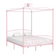 Rama łóżka z baldachimem, różowa, metalowa, 1