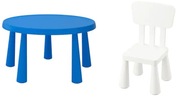 IKEA MAMMUT Stolik niebieski + krzesełko dziecięcy