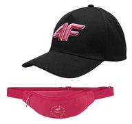Zestaw 4F czarna czapka z daszkiem, nerka różowa