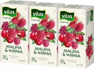 Herbata owocowa Vitax malina i wiśnia 20szt-2g x3