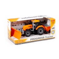 Polesie 91772 Traktor Progress na odpratávanie snehu oranžový v krabici