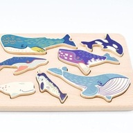 Bajo: drevená skladačka Whale Family