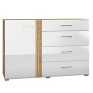 Komoda do obývačky spálne biely lesk dub Atrisan 134 cm MDF CAPRI