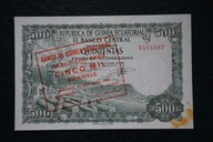 Banknot Gwinea Równikowa 500 pesetas 1969 przebitka na1000 bipkwele 1980 !!