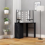 Rohový toaletný stolík s LED svetlami čierny 111x54x141,5 cm