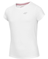 Dziewczęca koszulka sportowa 4F bawełniana biały t-shirt na wf 122
