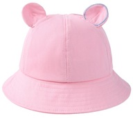 Różowy KAPELUSZ bawełniany czapka letnia BUCKET HAT z uszkami MIŚ r. 46-48