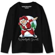 Koszulka Bluzka dziecięca świąteczna długi rękaw Dabbing Mikołaj Bawełna