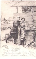 Zagórz- Sanok- Zaloty- wieś chata zagroda stroje ludowe-1902 KRAKÓW