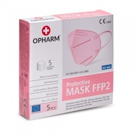 OPHARM Maska Ochronna FFP2 pastelowy róż, 5szt.