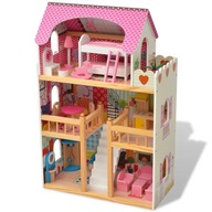 3-úrovňový domček pre bábiky 60x30x90 cm drevo