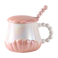 Ceramiczny kubek do kawy Filiżanka do herbaty Śliczna muszla w kształcie perły Kubek świąteczny różowy