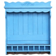 Nástenný regál v modrej farbe s vešiakmi - Rustikálny štýl