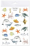 Umývateľné tetovanie Zvieratá morí a oceánov, realistické maľované ilustrácie
