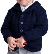 Tmavomodrý chlapčenský rozopínateľný sveter s latou 98