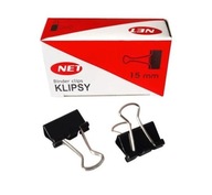 Klipsy czarne biurowe Net 15 mm 12 sztuk