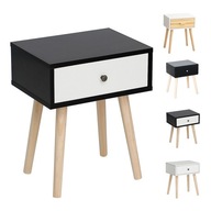 2x Nočný stolík s 2 zásuvkami drevo komoda nočný stolík čierna 35x30x50cm