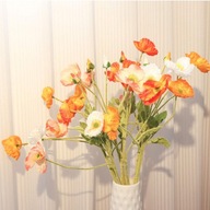 8ks Umelé kvety maku, Simulácia západu slnka Kvet oranžového maku s