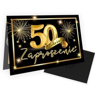Zaproszenia na 50 Urodziny Złote Balony / Koperta WB_43