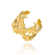 Obrączka ażurowa pierścionek ze stali chirurgicznej kolor złoty na prezent