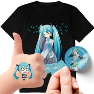 ZESTAW 3W1 KOSZULKA DLA DZIECI TATUAŻE NAKLEJKI HATSUNE MIKU 164 JAKOŚĆ