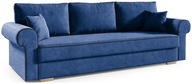Sofa 3 osobowa rozkładana z funkcją spania MAGNOLIA niebieska pojemnik