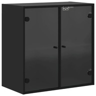 vidaXL Závesná skrinka so sklenenými dverami, čierna, 68x37x68,5 cm