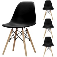 Krzesła skandynawskie czarne zestaw 4 sztuk