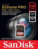 Paměťová karta SANDISK EXTREME PRO 128GB SDXC 200MB/s V30