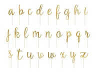 Toppery alfabet złote literki 9,5x12cm 53 sztuki