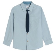 COOL CLUB Koszula chłopięca długi rękaw z krawatem niebieska r. 134