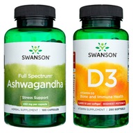 Vitamín D3 5000 IU 250k + Ashwagandha 450 mg 100k Ašvaganda Imunita