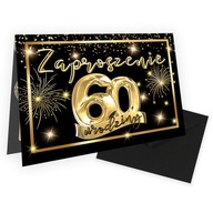 Zaproszenia na 60 Urodziny Złote Balony / Czarna Koperta WB_46