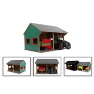 Farming drevená garáž 44x53x37cm 1:16 pre 2 traktory v krabičke