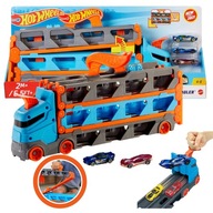 HOT WHEELS GARAŻ TOR WYŚCIGOWY TRANSPORTER AUTEK SAMOCHODÓW +3 AUTA PREZENT