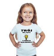 T-SHIRT DZIEWCZĘCY koszulka dla dzieci Z WŁASNYM NADRUKIEM grafiką KOLOR