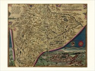 SALZBURG ALPY AUSTRIA MAPA 30x40cm z 1592r. M69