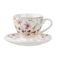 Filiżanka do kawy herbaty porcelanowa ze spodkiem kwiatki FLORINA 240 ml