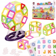 EDUKACYJNE KOLOROWE KLOCKI MAGNETYCZNE MAGICAL MAGNET MINI 68SZT 3+