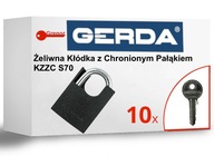 .10 Kľúče. Visiaci zámok GERDA KZZC70 liatinový visiaci zámok + 10 kľúčov