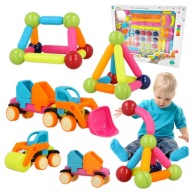 MAGNETICKÉ kocky Stavebnica Konštrukčná TYČKY Vozidlá Súprava 80 ks