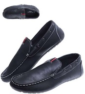 Czarne męskie półbuty mokasyny buty wkładane 15630
