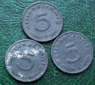 Niemcy - 3x 5 pfennig 1940 1941 1943 / A E F