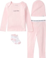 Calvin Klein 4-częściowy różowy zestaw dla dziewczynki, ubranka dla dziecka 0 - 3 m