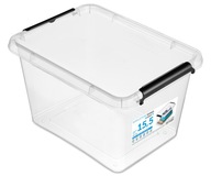 Pojemnik Plastikowy Przeźroczysty z Pokrywą 15,5L Pudełko Pudło Organizer