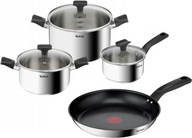 Garnki z pokrywkami TEFAL + patelnia 26cm 7el. stalowe indukcja