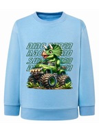 Chłopięca bluza z nadrukiem Dino super racer błękitna, r. 122/128