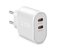 Ładowarka sieciowa uniwersalna SBS 2x USB-C 35W Biała