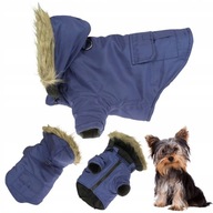 Ubranko dla psa na zimę ocieplane wodoodporne z kapturem odczepianym S