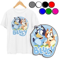 KOSZULKA DZIECIĘCA T-SHIRT Z NADRUKIEM - BLUEY I BINGO BLUE - XXS 98-104